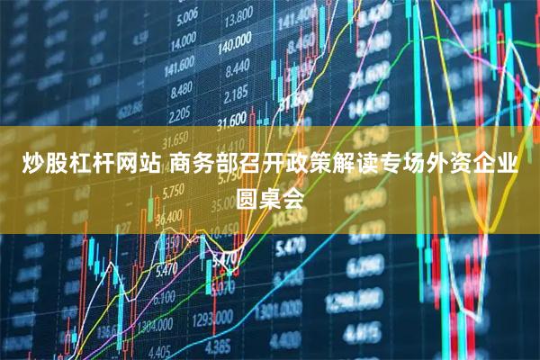 炒股杠杆网站 商务部召开政策解读专场外资企业圆桌会