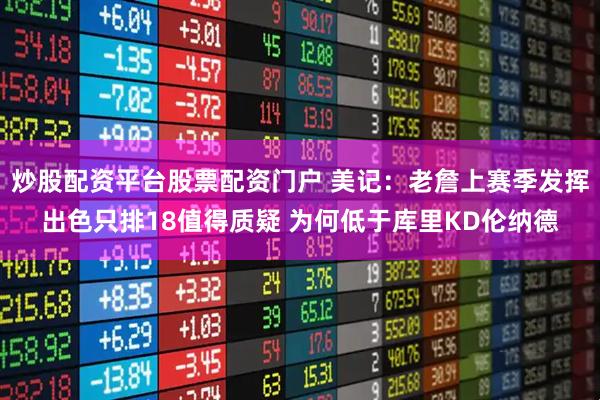 炒股配资平台股票配资门户 美记：老詹上赛季发挥出色只排18值得质疑 为何低于库里KD伦纳德
